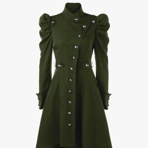 Gothic Vintage Womens Steampunk Victorian Long Trench Coat Jacket